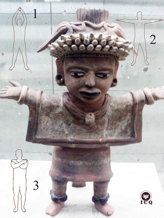 Formando la estrella de cinco puntas con el cuerpo. Museo de Antropología de Xalapa, México.