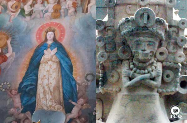 Las manos cruzadas en el pecho. Izquierda: Catedral de Puebla, México. Derecha: Museo de Xalapa, México.